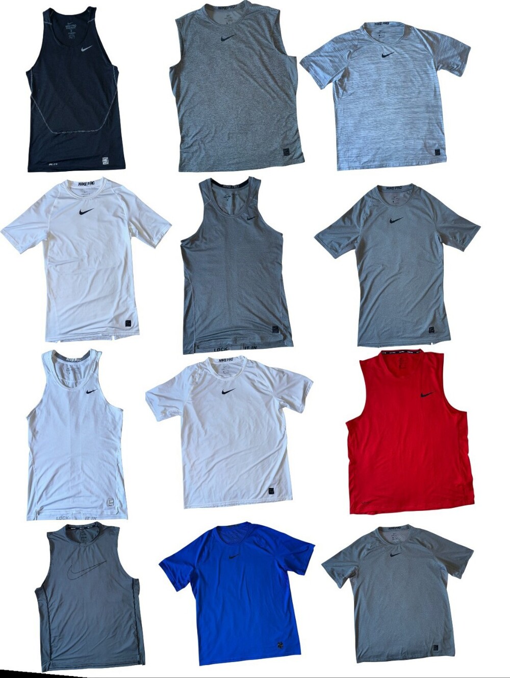 Lot Of 12 Nike Pro / Pro Combat Shirts & Tank Tops Fitted Compression Size- XL